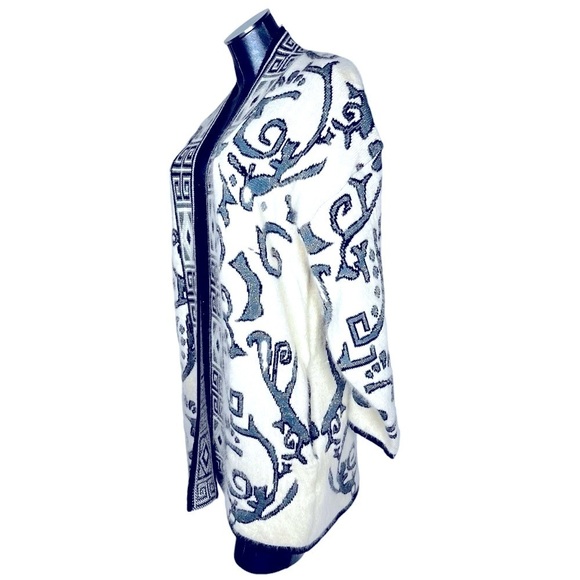 VTG CARDUCCI Abstract Angora Blend Long Sleeve Open Cardigan Women's Size L - Picture 4 of 16